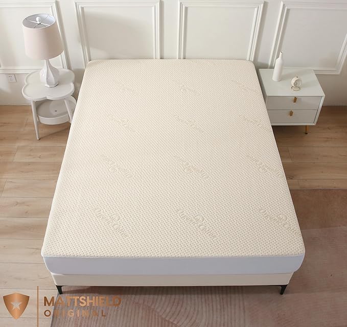 Luxury Waterproof Organic Mattress Protector Twin - Organic Cotton Breathable Mattress Pad Cover - Premium 380 GSM Comfort - Deep Pocket - Jersey Cotton Skirt - Fitted Design