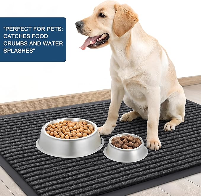 OLANLY Front Door Mat Indoor Outdoor Entrance, Waterproof Heavy Duty Doormat, Fade Resistant, Low Profile, Easy Clean Patio Porch Welcome Floor Mats for Entry, 35x23, Charcoal Grey