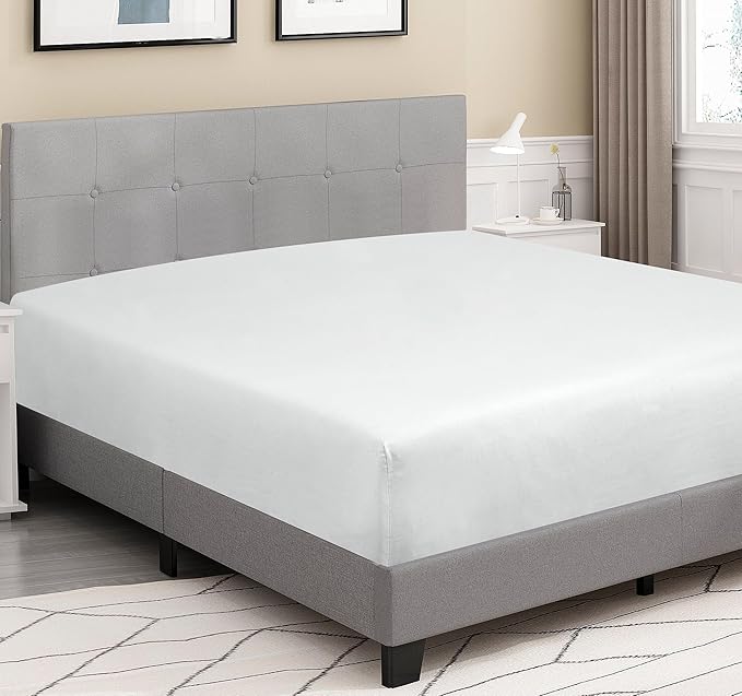 ROYALE LINENS 300 Thread Count 100% Long Staple Combed Cotton Fitted Sheet King - Super Soft Deep Pocket Bottom Sheet - Fitted Sheets Only - Elastic Sheets (King, White)