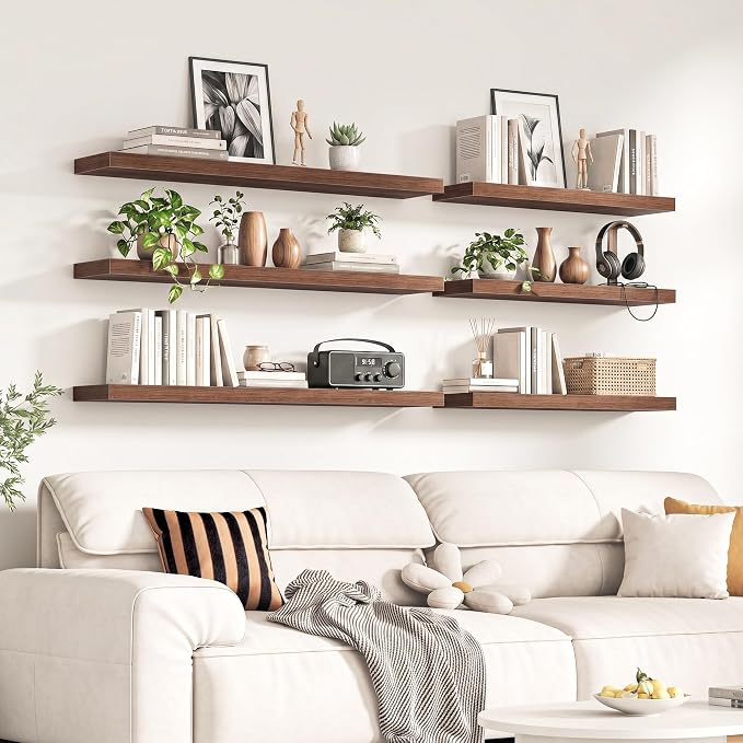 Fun Memories 72Inch Long Floating Shelves, 8 Inch Deep Shelves