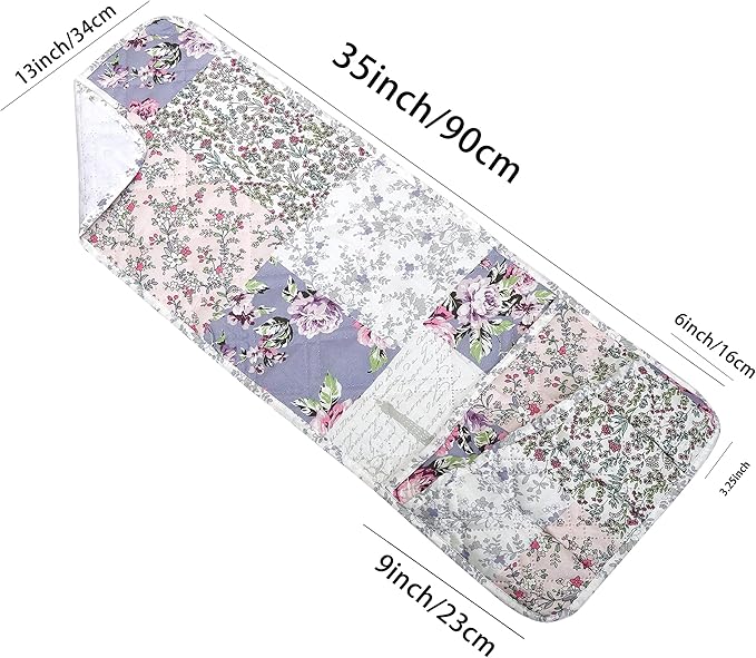 Brilliant Sunshine Rose Toile Couch Sofa Armrest 5 Pockets Organizer, Slip Resistant Recliner Armchair Caddy, Washable Remote Controls Holder, Storage for Magazine, Tablet, iPad, 35×13", Blue Pink
