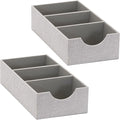 Household Essentials 3 Compartment Organizer Tray 2 Pack, Accessory Organizer, Sturdy Drawer Organizer with Fabric Covering, Gray