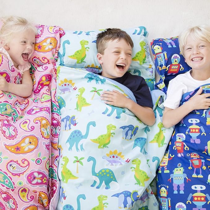 Wildkin Kids Microfiber Nap Mat – Soft Sleep Mat with Pillow, Ideal for School & Travel - Heroes
