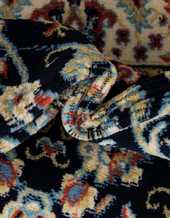 Unique Loom Sialk Hill Collection Area Rug - Washington (3' 3" Round Navy Blue/Cream)