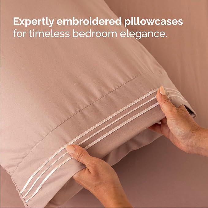 Cal King Size 4 Piece Sheet Set - Comfy Breathable & Cooling Bed Sheets Set - Hotel Luxury Bedding for Women, Men, Kids, Teens, Boys & Girls - Deep Pockets, Ultra-Soft, Wrinkle Free - Oeko-Tex - Mauve