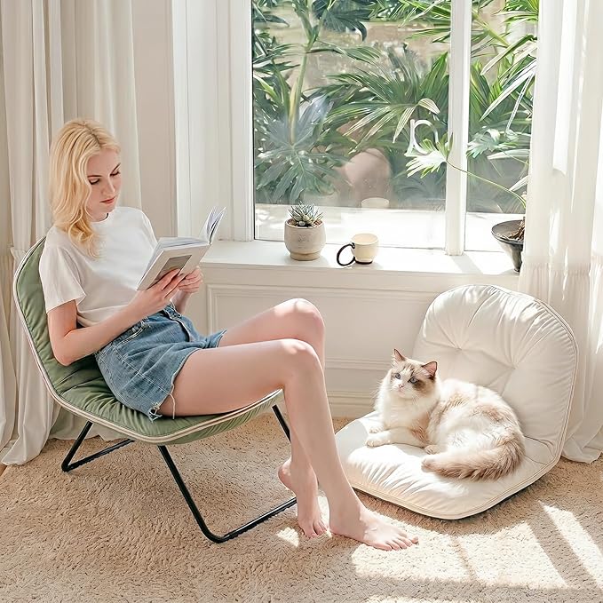 ZonLi Floor Chair for Adults, Adjustable Folding Meditation Chair with Back Support, Cozy Lazy Floor Sofa Chair for Reading Gaming Relaxing, Japandi Lounge Seat for Bedroom Dorm Living Room,Green