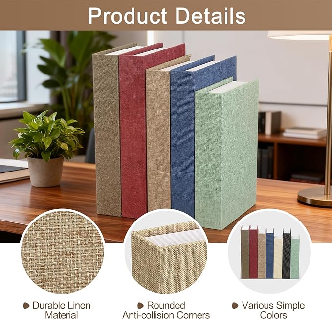 uxcell Decorative Books, 9.8 x 7.3 Linen Fake Books for Decoration Faux Decor Book for Modern Aesthetic Home Office Coffee Table Shelf Desktop Display, Yellow