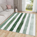 4x6 Rug Washable - Striped Rug for Bedroom, Green and White Stripe Minimalist Watercolor Non Slip Low Pile Area Rugs for Living Room Laundry, Striped Carpet Room Decor & Gifts