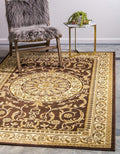 Unique Loom Versailles Collection Traditional Classic Medallion Floral Motif Area Rug (10' 0 x 13' 0 Rectangular, Brown/ Ivory)
