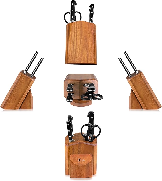 Cangshan V2 Series 1022520 German Steel Forged 5-Piece Starter Knife Block Set, Acacia