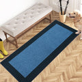 PURRUGS Dirt Trapping Door Mat 24" x 60", Non-Slip/Skid Machine Washable Entryway Rug, Shoes Scraper, Throw Rug, Super Absorbent Area Rug for Muddy Wet Shoes and Paws, Light Blue & Navy