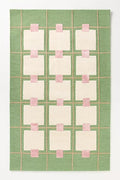 Greer Wool Area Rug - Soft Hand-Tufted Geometric Design with Pink and Green Color Palette, Perfect for Modern Home Decor (6x8 Ft)