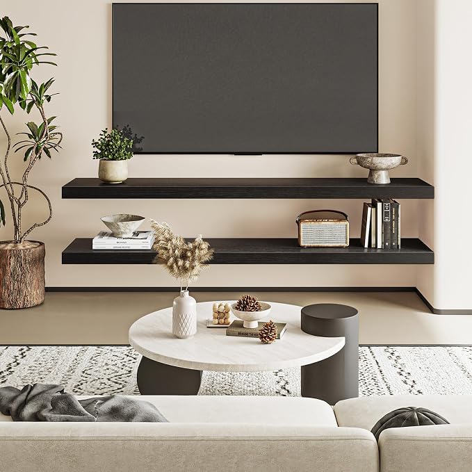 Fixwal Floating Shelves for Wall, 47.2" Long Heavy Duty Wall Mounted Rustic