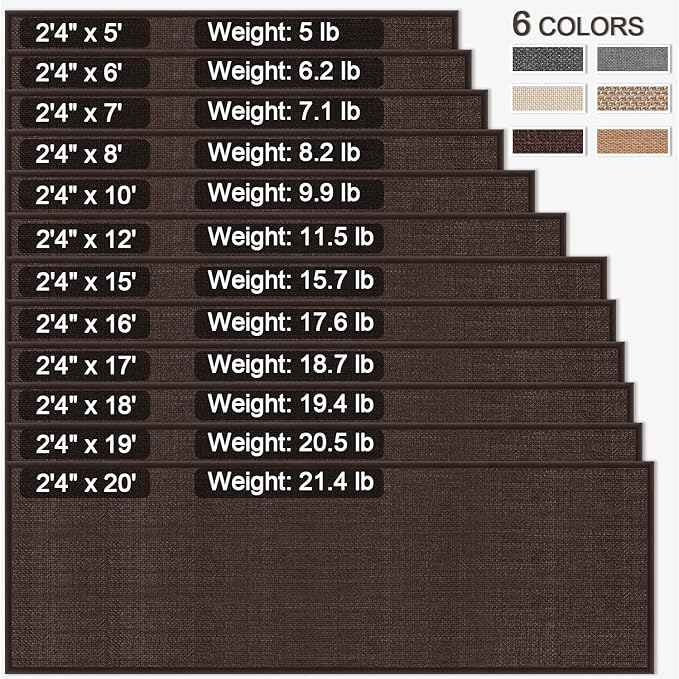 GOYLSER 12ft Jute Laundry Room Rug Non Slip, Rubber Backed Kitchen Rug Floor Runner Rug, Natural Long Carpet Runners for Hallway, Deep Brown