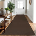 IOHOUZE Washable Runner Rug 3x10 Non Slip Rubber Backed Long Hallway Runner Entryway Runner Indoor, Kitchen Rugs Woven Cotton Floor Carpet for Hall Entrance, Brown