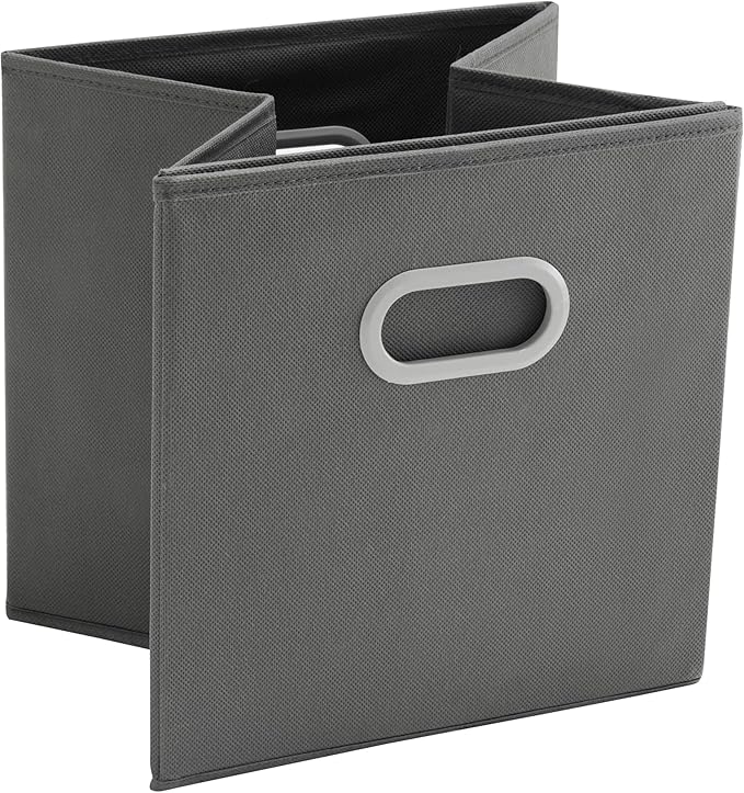 MAX Houser Fabric Storage Bins Cubes Baskets Containers with Dual Plastic Handles for Home Closet Bedroom Drawers Organizers (Cattail Gray)