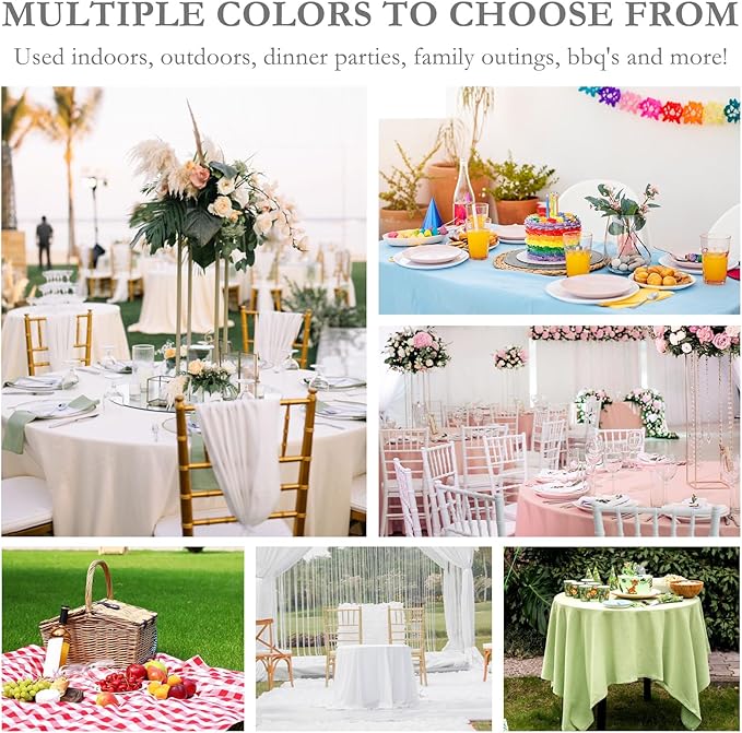 Mulbozy 12 Pack Green Round Tablecloth, 84 Inches Plastic Table Cover, Premium Disposable Round Party Tablecloth for Restaurant Dinners, Wedding, Grad Party, Baby Shower, Outdoor Camping