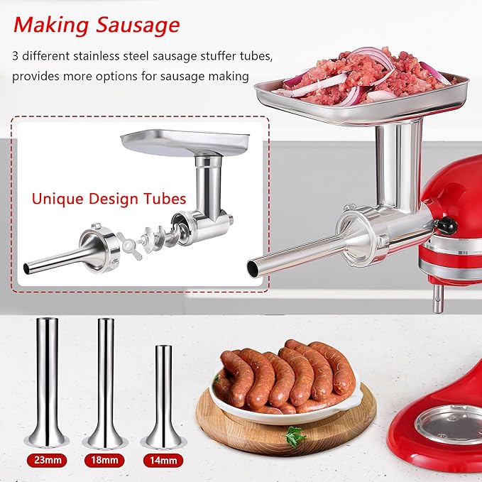KINGEAGLE Stainless Steel Meat Grinder Attachment for KitchenAid Mixers
