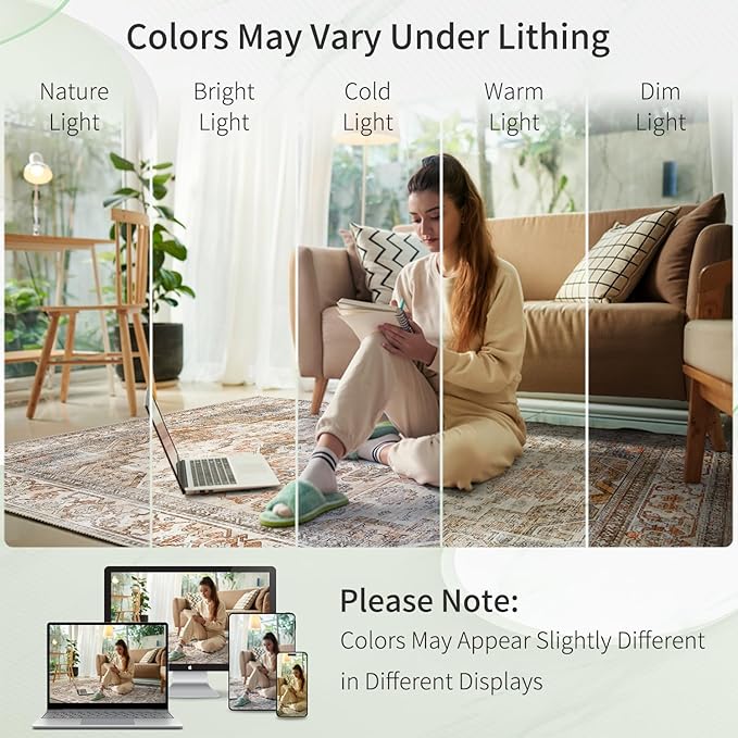 Enkor Runner Rugs for Hallway, 2.6x13 Washable Soft Non Slip Floor Rugs for Kitchen, Modern Mat for Living Room Bedroom Entryway Beige & Brown