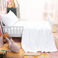 4-Piece Toddler Bedding Set for Girls and Boys – Soft and Breathable Crib Bedding with Quilted Comforter, Fitted Sheet, Flat Top Sheet and Envelope Pillowcase, White
