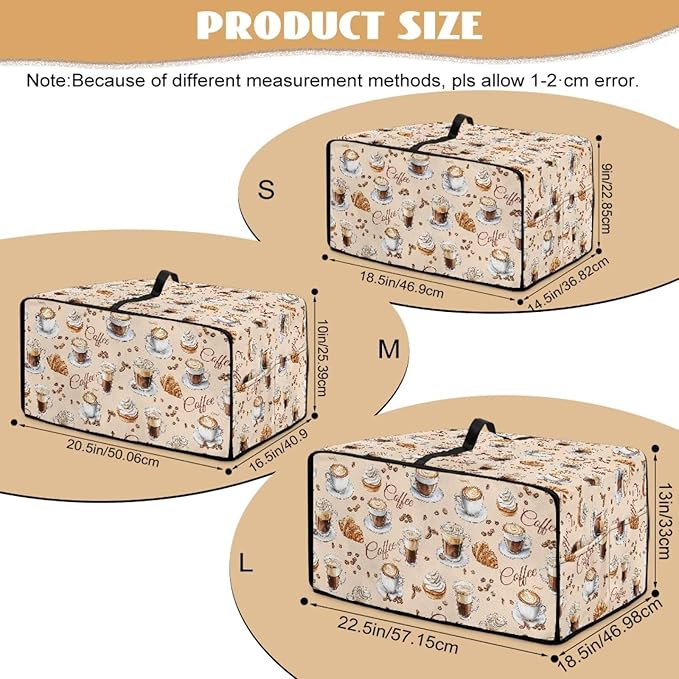 Waterproof Microwave Oven Dust Cover Heavy Duty Microwave Oven Grill Cover Dustproof Kitchen Machine Covers Case Protections for Toaster Oven, Coffee Cup Bean Bread Cream Print, M