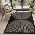 Lahome Modern Rainbow Easy Jute 4x6 Rug, Outdoor Patio Rug for Living Room Washable Black Carpet for Bedroom, Contemporary Non Slip Non Shedding Floor Carpet for Office Backyard