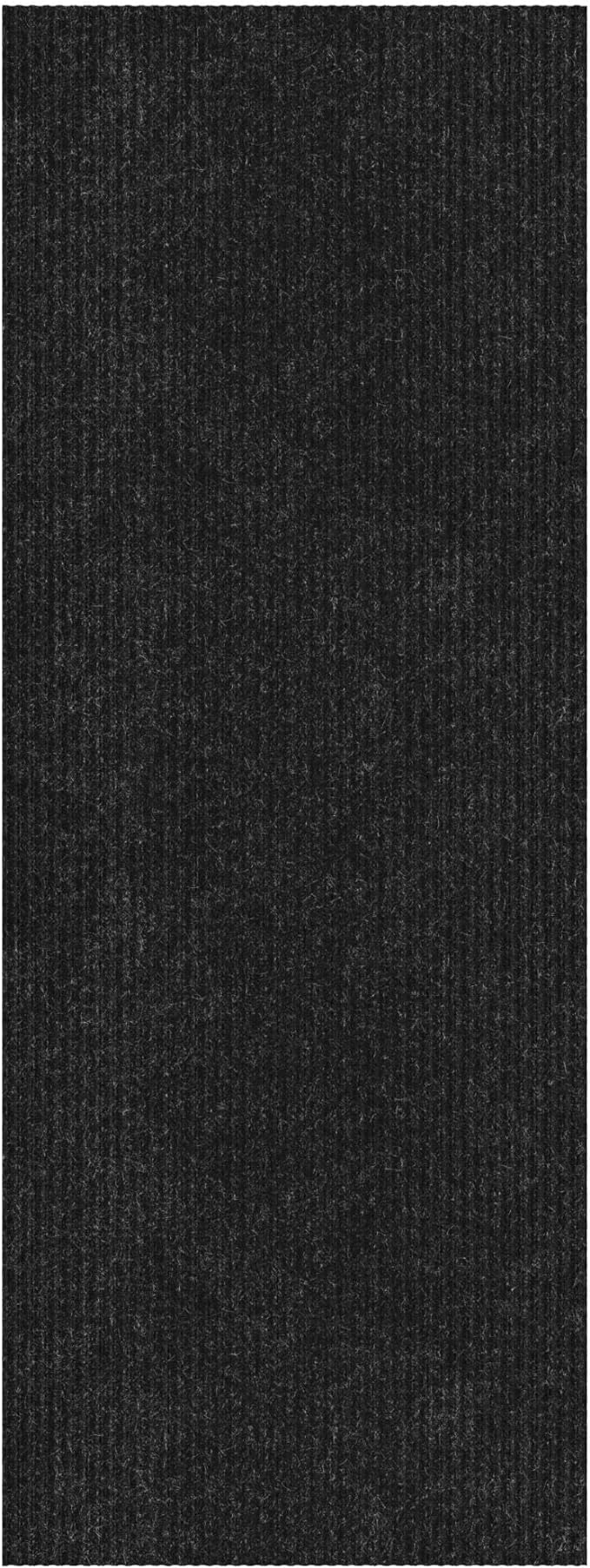 Ottomanson 2'7" x 22' Hallway Runner with Scraper Pile - Extra Durable Non-Slip Rug Mat for Indoor & Outdoor Use - Ideal for Kitchen, Entryway & Garage - High-Traffic Carpet, Black