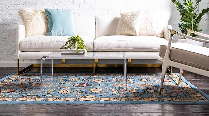 Unique Loom Espahan Collection Area Rug - Cape Cod (9'x 12' Rectangle, Blue/ Black)