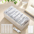 Cable Organizer Storage Box with 7 Wire Ties and Label Stickers,Desktop Cable Management Box with Switch, Power Cord Organizer for Office,Home,Desk Accessories Storage Stationery Supplies（Clear）