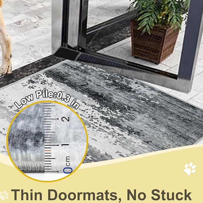 COMSLE Door Mat Soft Absorbent Indoor Front Entryway Rug Machine Washable Entrance Mats for Muddy Paws Non Slip Throw Rugs 20" x 32" Doormat for Inside Foyer Bedroom - Gray
