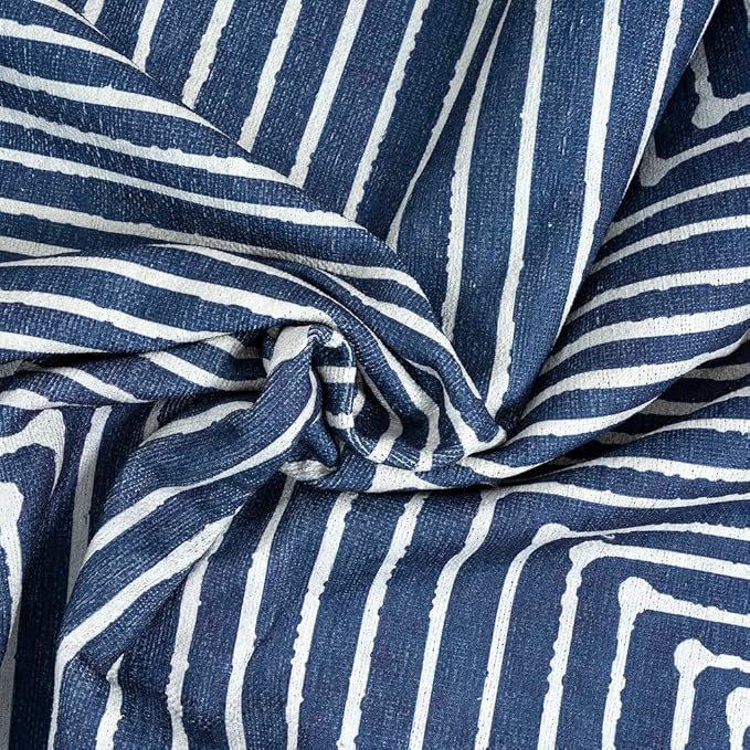 GLN Rugs Contemporary Collection - Machine Washable Area Rug, Contemporary Washable, Non Slip, Low Pile Chenille Rug, Living Room, Bedroom, Kitchen Rug (5'3" Round Lines Blue)