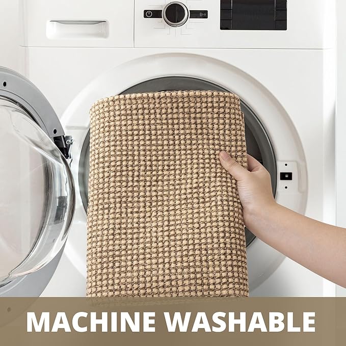 Braided Area Rug 5x7 Ft Washable Rugs for Living Room Non Slip Bedroom Rugs Dining Room Rug Cotton Living Room Woven Floor Carpet for Nursery Playroom, Orange/Tan/Brown