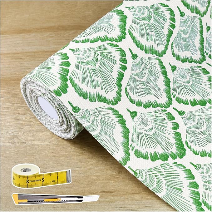 Drawer and Shelf Liner - Green Banana Leaf Pattern,Non Adhesive Non Slip Waterproof Easy-Clean Liner for Kitchen Cabinet, Refrigerator, Bathroom, Pantry Storage Drawers, 17 in x 20 Ft.