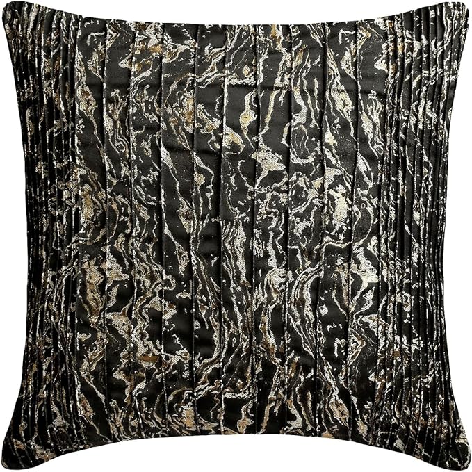 The HomeCentric King/Queen/Twin Black Decorative Bed Runner Full 68"x18" Bed Runner Without Pillow Cover, Marble Pattern, Pintucks, Quilted Bed Scarf on Jacquard Fabric - Stellaris