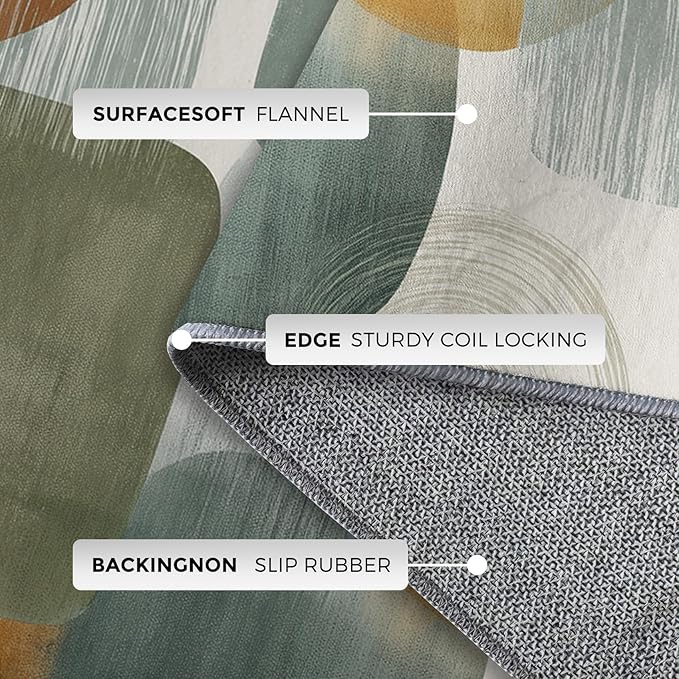Mid Century Modern Rugs for Home Decor, 4x6 ft, Abstract Geometry Area Rugs for Living Room, Soft Non Slip Washable Boho Geo Geometric Carpet Bedroom Decorations Dt-Ghf-19