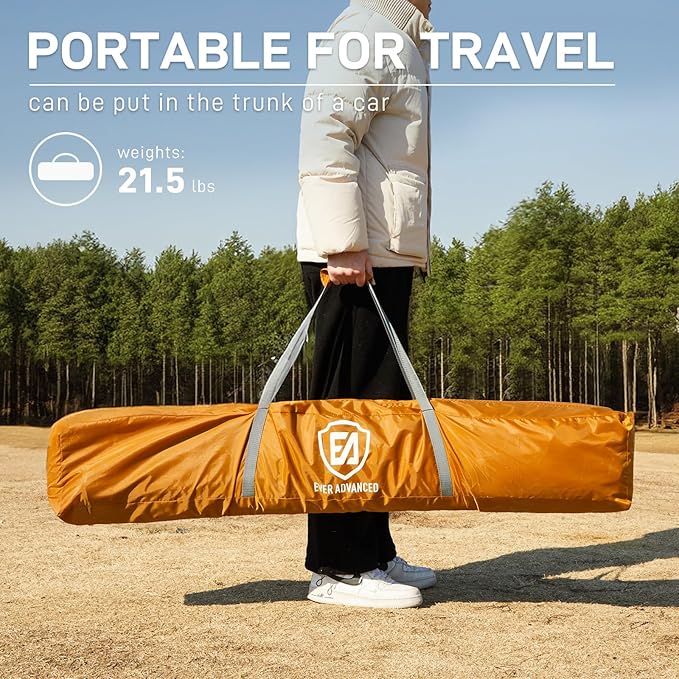 EVER ADVANCED Pop up Gazebo Tent for Backyard, 11.5 x 9.8 ft, Instant Screened Tent Screen House Canopy with Netting, Orange