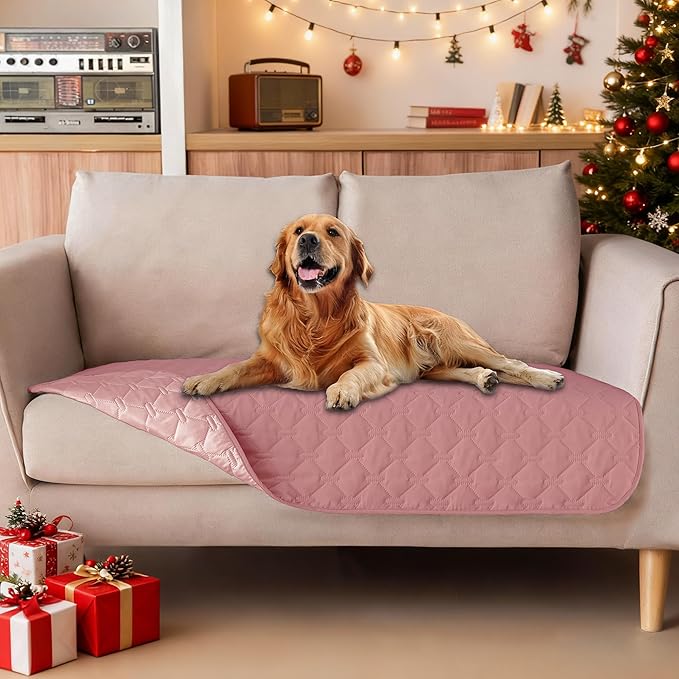 gogobunny 3X Stronger Waterproof Pet Blanket, Scratch Proof Furniture Protector for Dogs Cats, Reversible Cover 32x53 Inch, Dark Pink/Light Pink