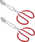MSY BIGSUNNY Stainless Steel Scissor Tongs Heavy Duty Cooking Tongs with Soft Handles (2, red 11" + 11")