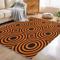 3x5 Geometric Circle Rugs for Bedroom Decor, Washable Retro 60s 70s Geometry Pattern Area Rug, Living Room Home Decoration, Non Slip Soft Thin, Black Orange Decor Carpet PF-P 49