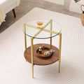 LumFurn Round Glass End Table, Mid-Century Modern Design Sofa Table