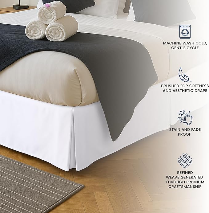 Utopia Bedding California King Bed Skirt - Soft Quadruple Pleated Ruffle - Easy Fit with 16 Inch Tailored Drop - Hotel Quality, Shrinkage and Fade Resistant (Cal King, White)
