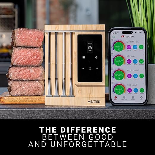 MEATER Pro XL WiFi & Bluetooth Meat Thermometer, 4-Probe, 1000°F, Accurate