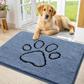 Smiry Dog Door Mat for Muddy Paws, Absorbent Dirt Trapper Non Slip Quick Dry Washable Chenille Mat for Mud Dogs, Entry Rug for Indoor and Outdoor (36x24 Inches, Airy Blue and Black)