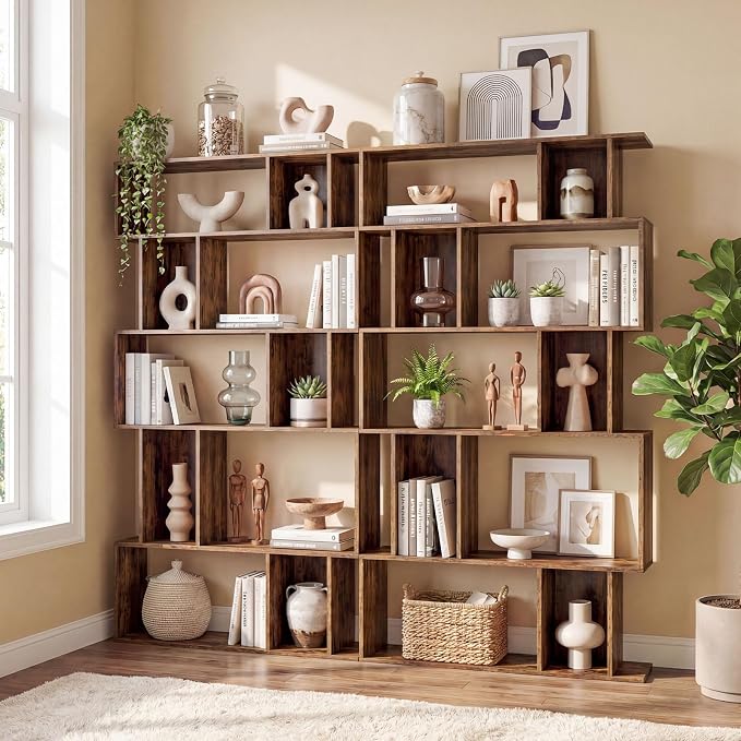 Giantex 5-Tier Bookshelves Set of 2, 10-Cube Geometric Bookcase