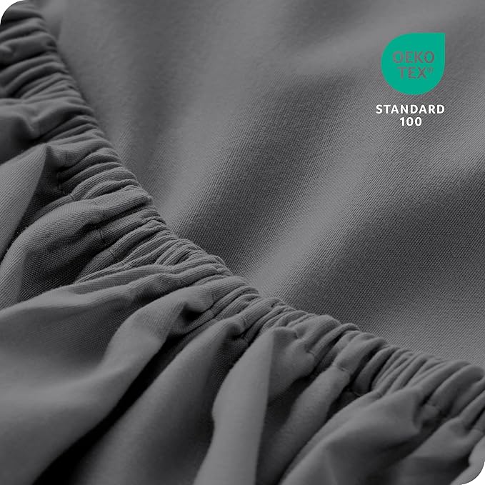 Bare Home 2-Pack Fitted Bottom Sheets Twin - Premium 1800 Ultra-Soft Wrinkle Resistant Microfiber - Deep Pocket (Twin, Grey)