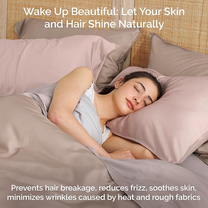 Duvet Cover Set - 100% Viscose Derived from Bamboo Duvet Cover Queen Size, 3 PC Luxury Cooling Duvet Cover for Hot Sleepers, Silky Buttery Soft Comforter Cover & 2 PC Queen Pillowcases, Blush