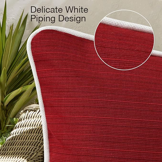 Decorative Outdoor Water Repellent Throw Pillows with Inserts, Set of 4, 18" x18" Pillows for Patio, Backyard, Bed, Couch, and Patio Furniture, Red