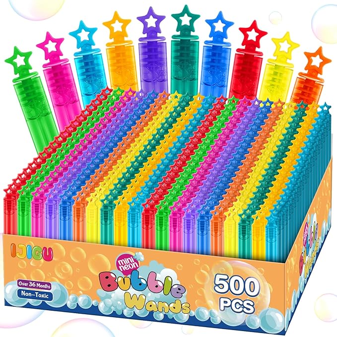 400 Pcs Mini Bubble Wands in 10 Colors, Bulk Party Favors for Kids, Themed Birthday, Christmas, New Year, Valentine, Carnival, School Classroom Prizes for Boys & Girls, Ideal Goodies Bags Stuffers