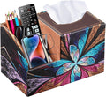 BLIENCE PU Leather Square Tissue Box Cover - Multi-Functional Tissue Box Holder, Tissue Box Cover with Storage,Tissue and Remote Control Holder, Cube Tissue Box Organizer Bedroom Nightstand End Table