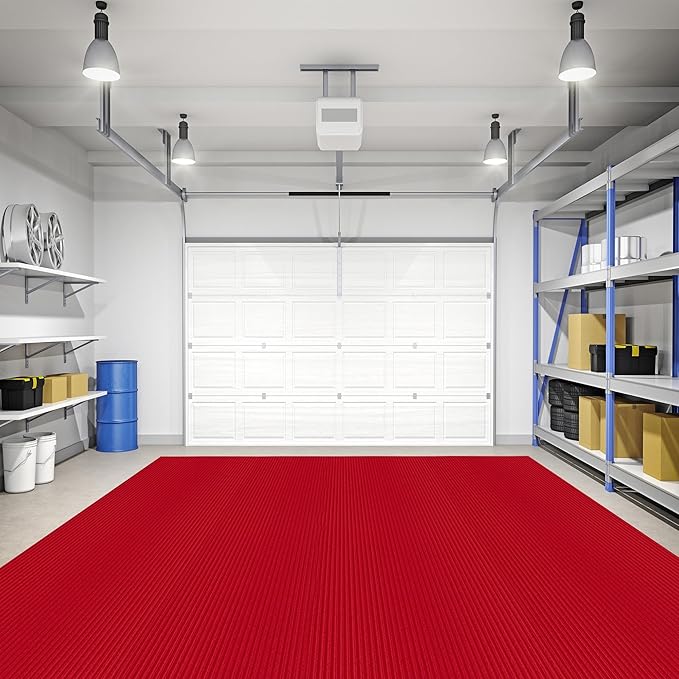 Ottomanson 6'6" x 49' Hallway Runner with Scraper Pile Extra Durable Non-Slip Rug Mat for Indoor & Outdoor Use - Ideal for Kitchen, Entryway, Patio & Garage - High-Traffic Carpet, Red